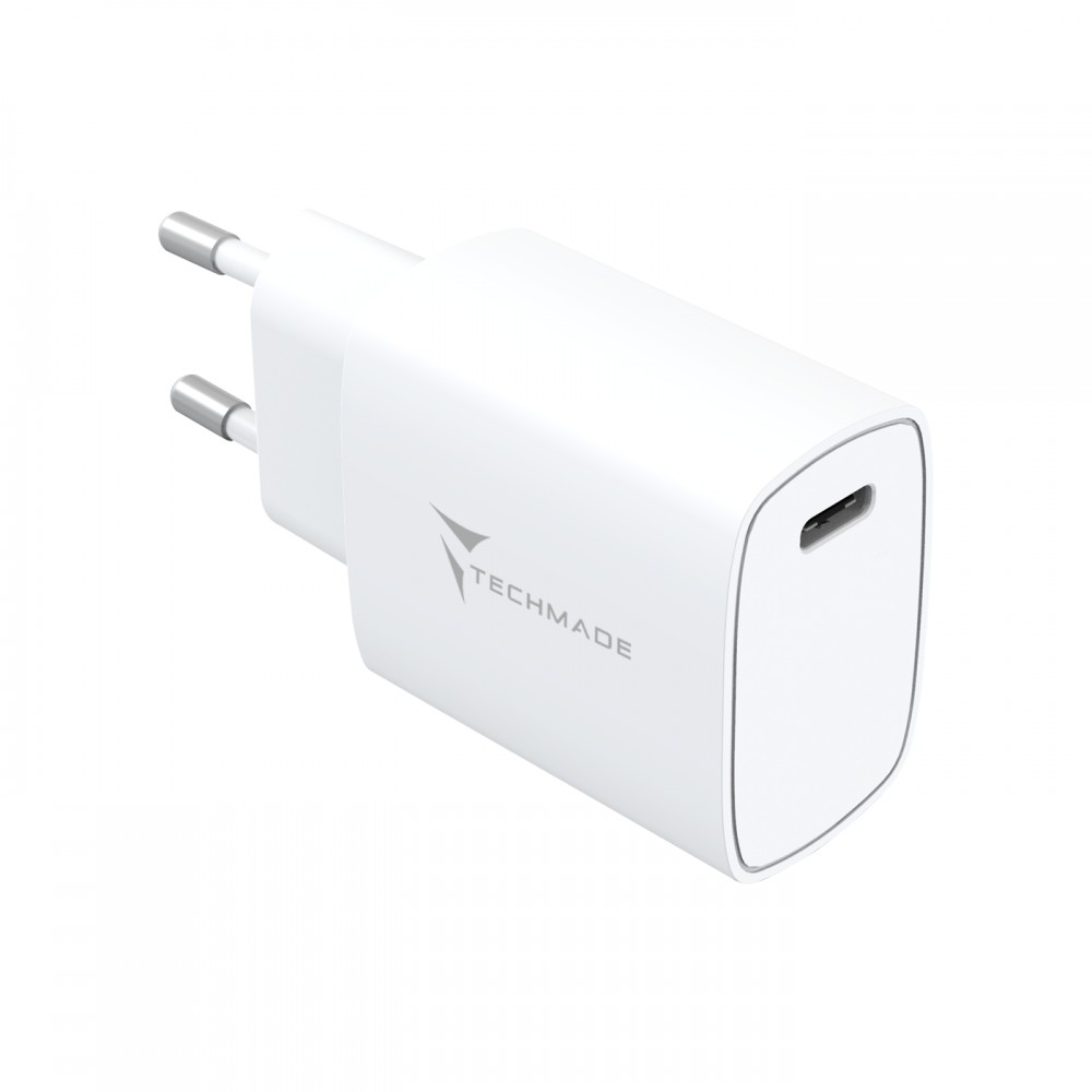 TECHMADE CARICABATTERIE 20W 1 PORTA USB-C OUTPUT FAST CHARGE